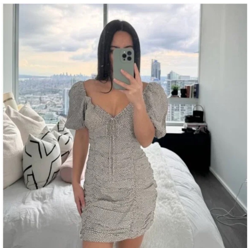 Zara Polka Dot Puff Sleeve Dress